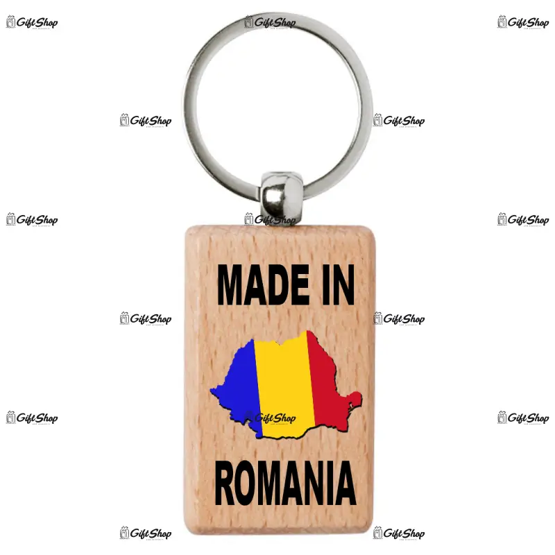 Made in romania, breloc din lemn, model 026